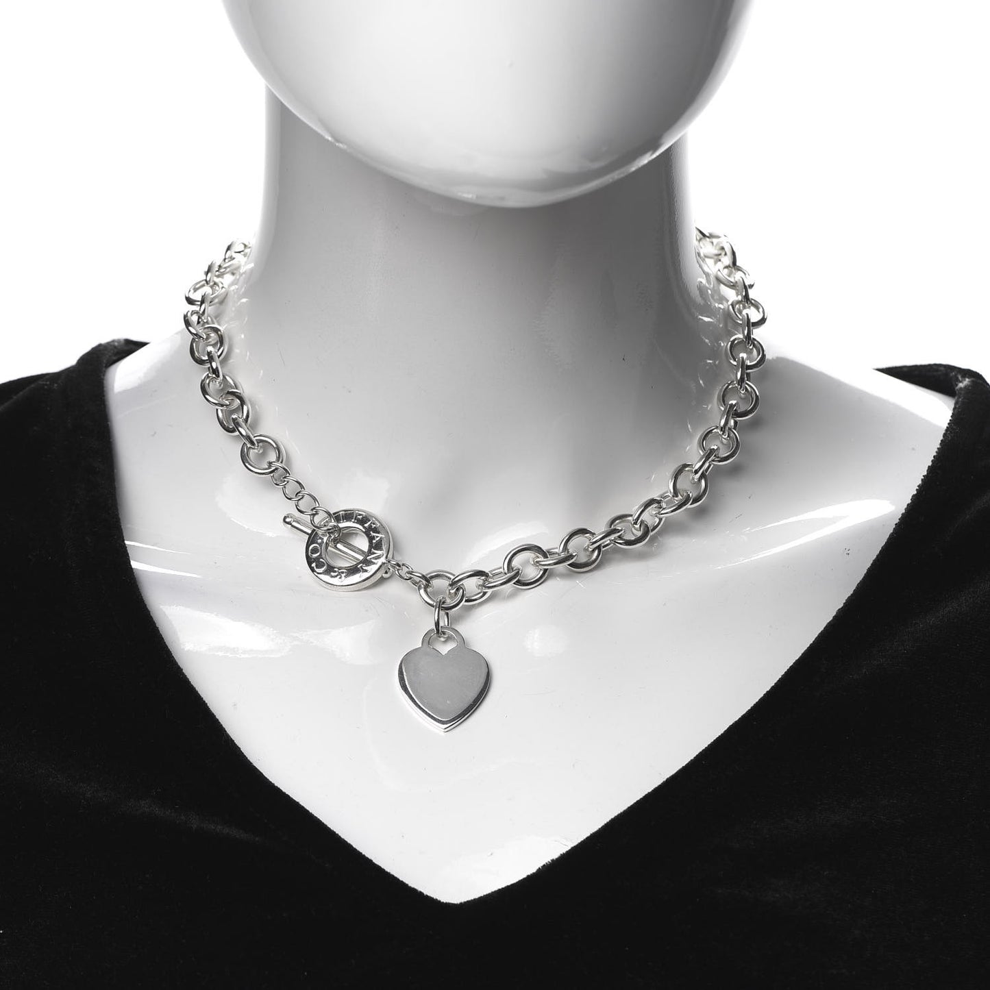 Sterling Silver Heart Tag Toggle Necklace