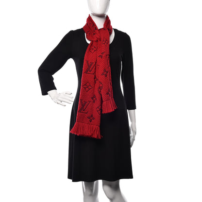 Louis Vuitton Wool Silk Logomania Scarf Rubis 2 of 4