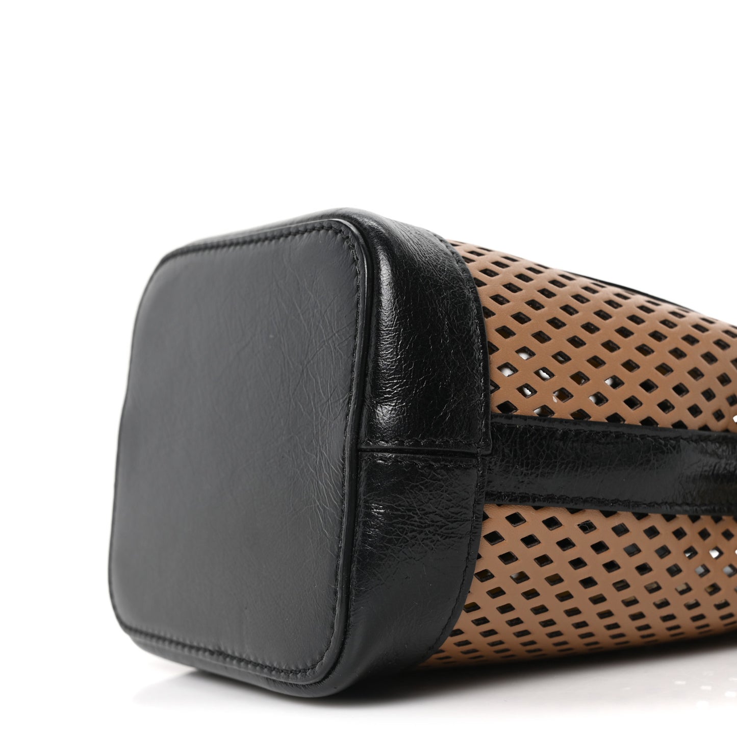 Vitello Liberty Glossy Lambskin F is Fendi Perforated Mini Mon Tresor Bucket Bag Sand Mimosa Black
