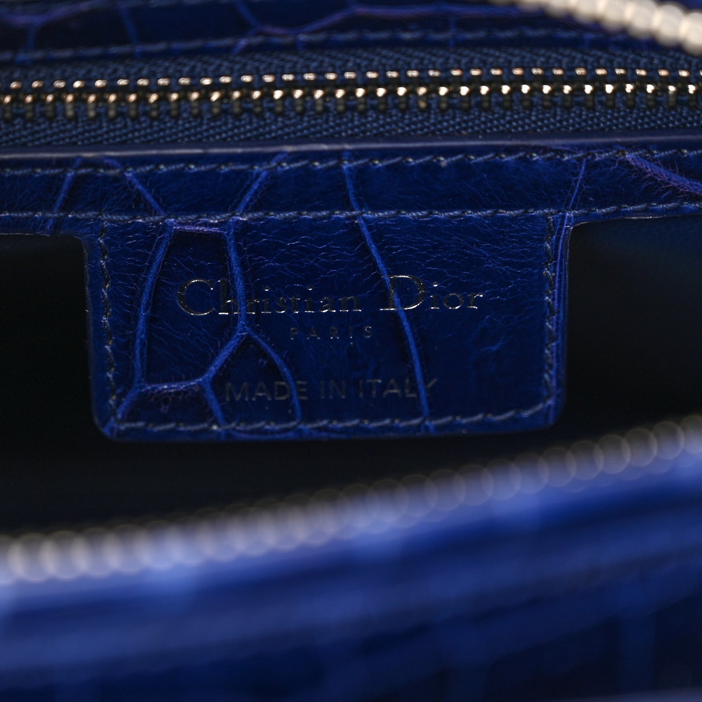 Alligator Medium Lady Dior Blue Roi