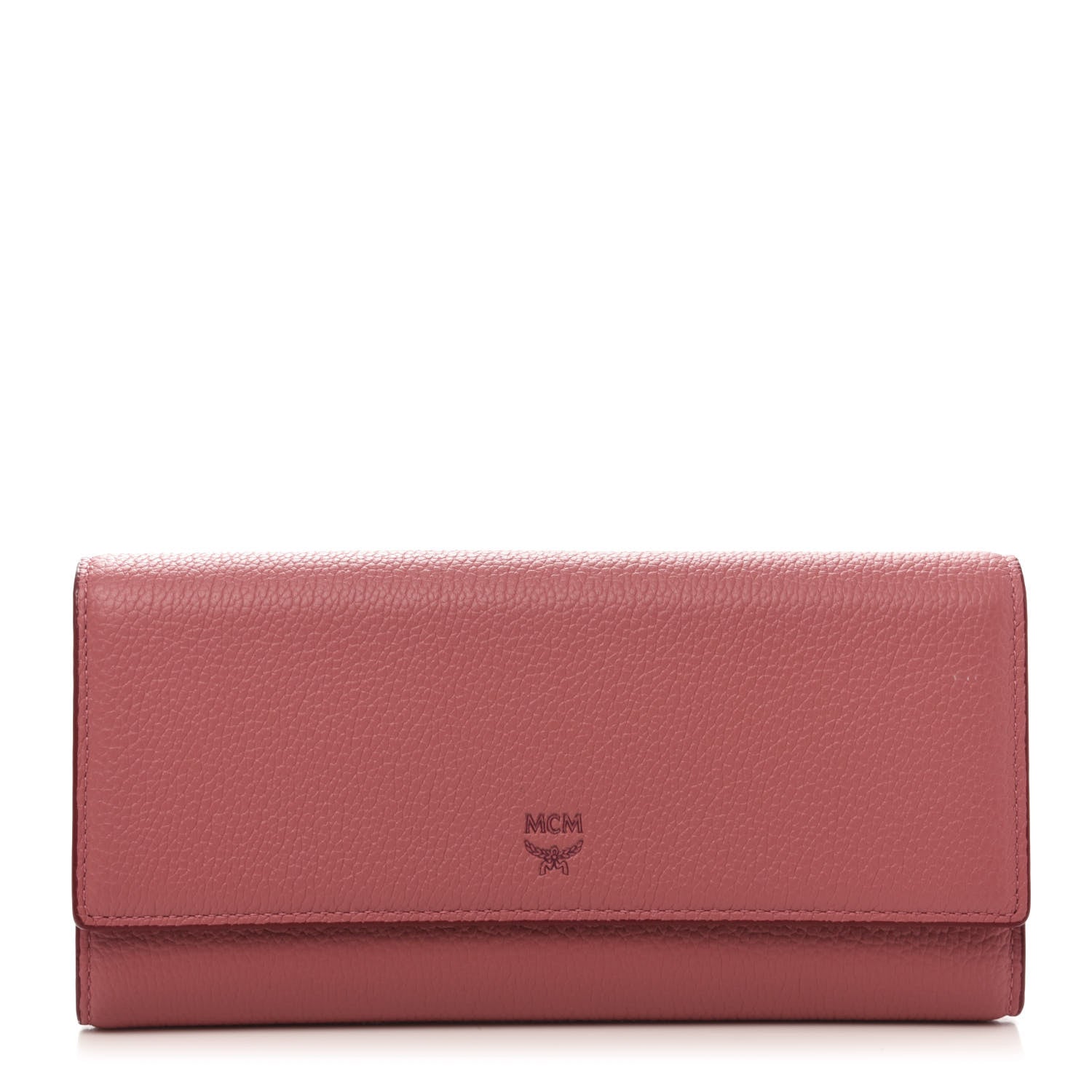 MCM Grained Calfskin Large Tri-Fold Flap Wallet Coral Blush 1 of 7