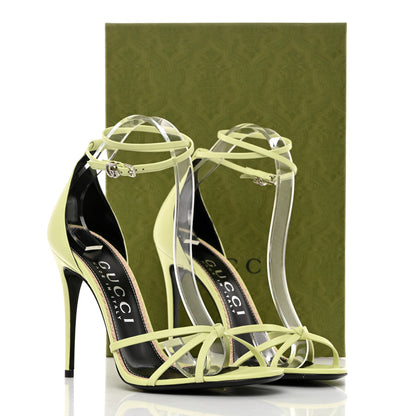 Gucci Nappa Charlotte GG Ankle Strap High Heel Sandals 39.5 Pistachio Green 8 of 8