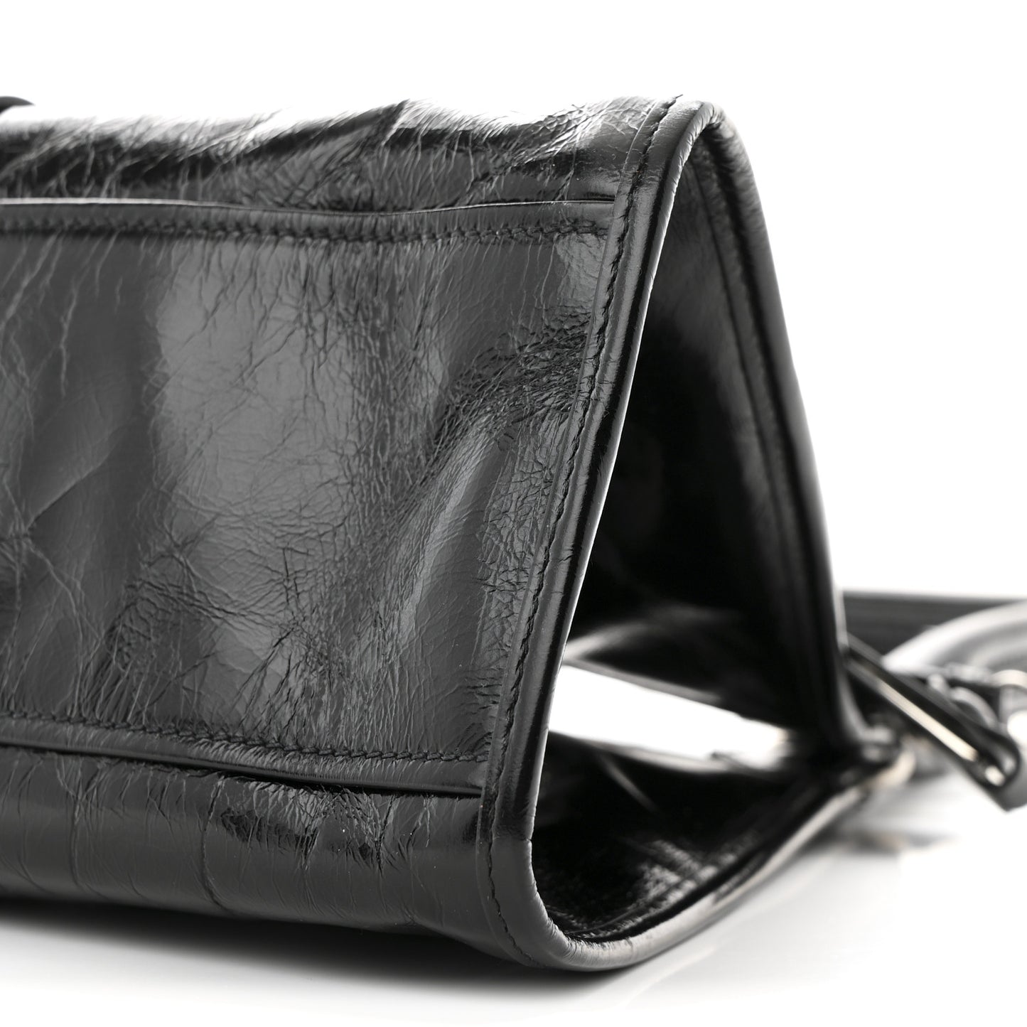 Glossy Calfskin Medium Tote Bag Black