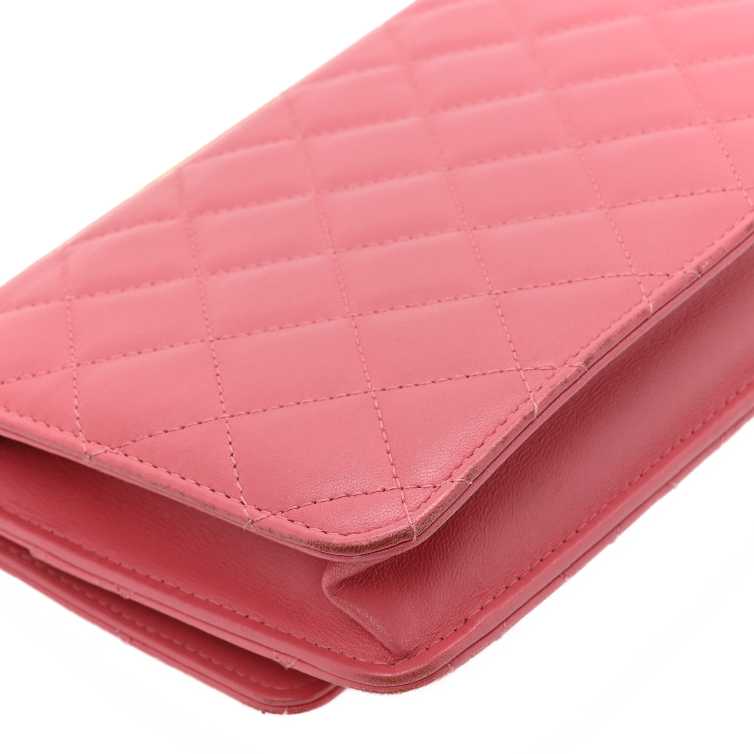 Chanel Lambskin Quilted Trendy CC Wallet On Chain WOC Bright Pink 13 of 18