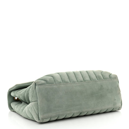 Saint Laurent Suede Y Quilted Monogram Medium Loulou Chain Satchel Vert Opaline 4 of 13
