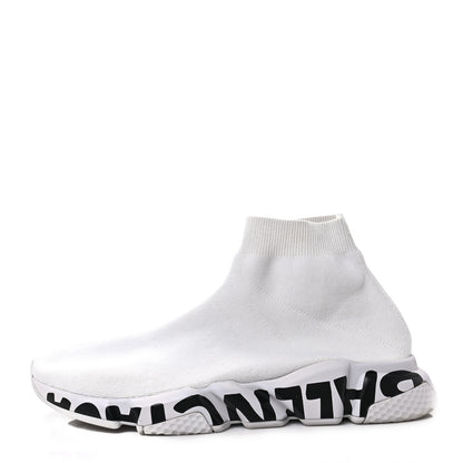 Balenciaga Neoprene Knit Mens Speed Graffiti Sneakers 46 White Black 1 of 9