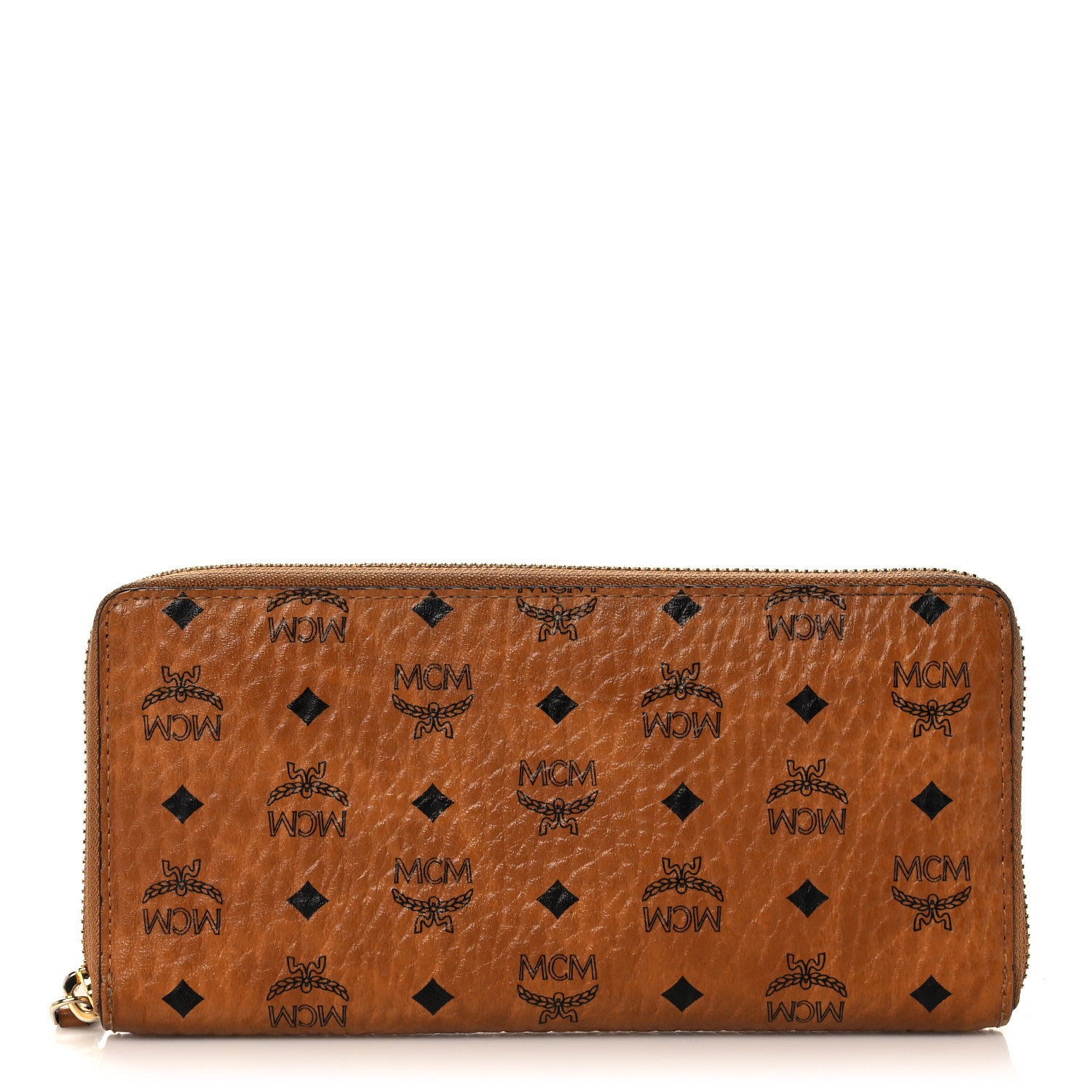 MCM Visetos Large Zip Around Wallet Cognac 1 of 14