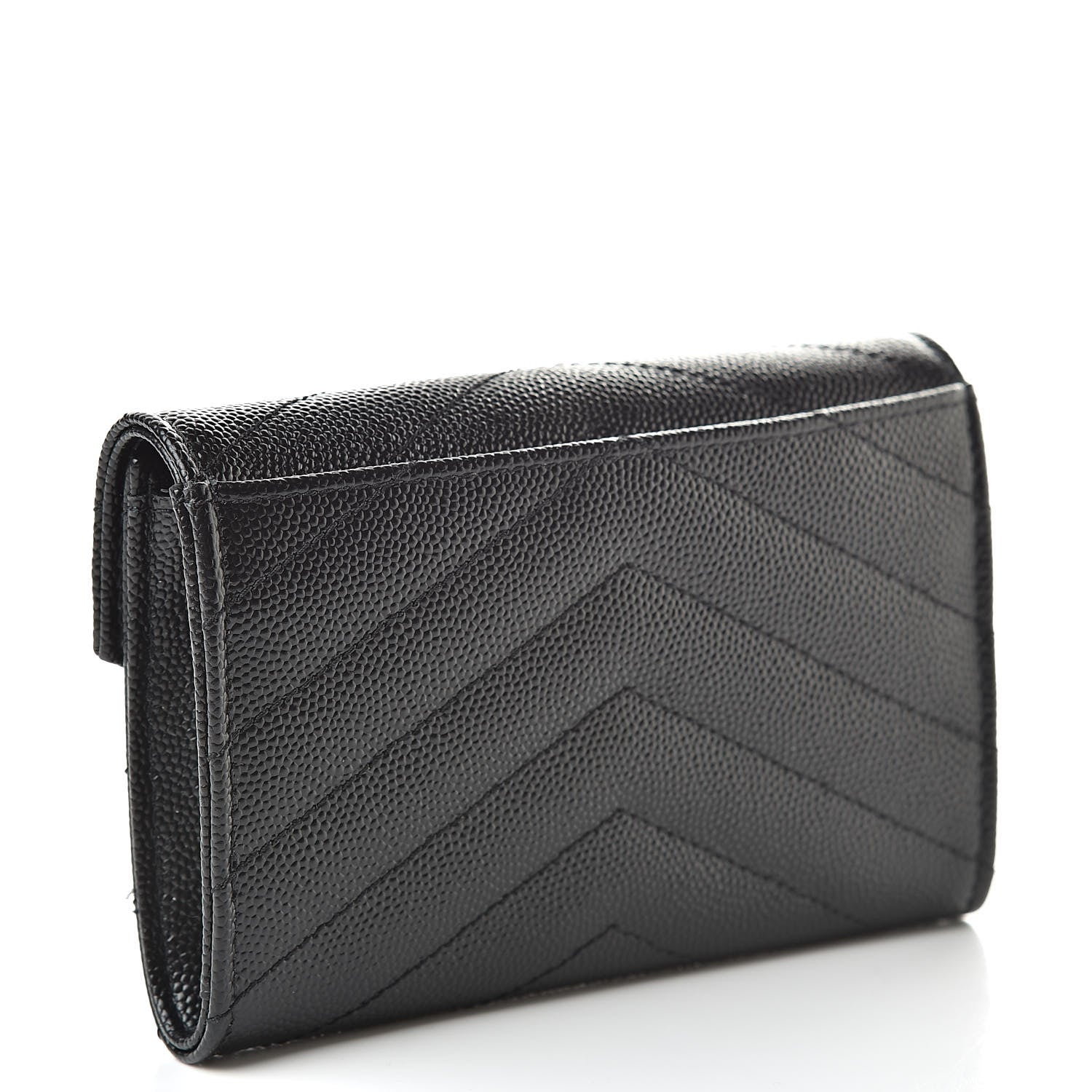 Saint Laurent Grain De Poudre Matelasse Chevron Small Monogram Envelope Wallet Black 3 of 7