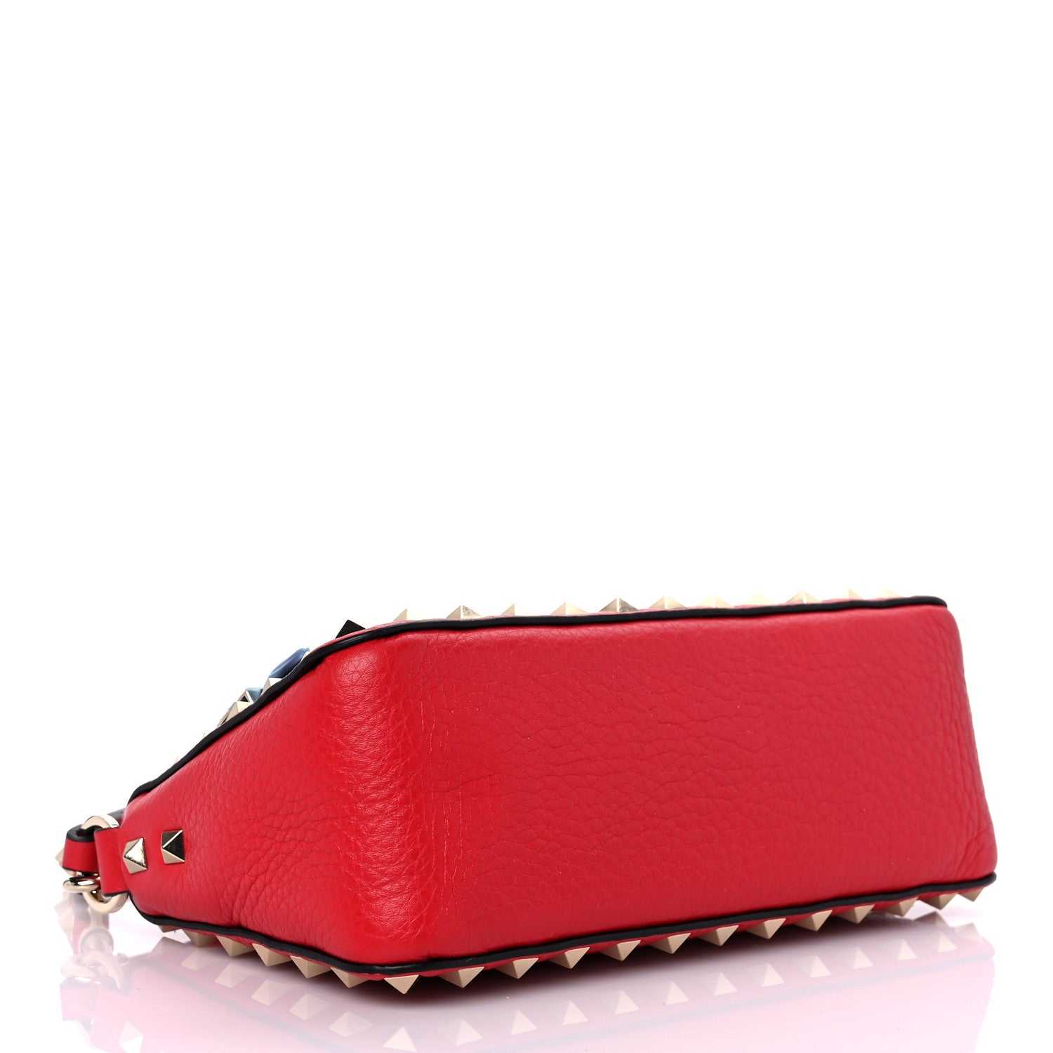 Valentino Garavani Pebbled Calfskin Small Rockstud Flip Lock Shoulder Bag Rouge Pur 3 of 8