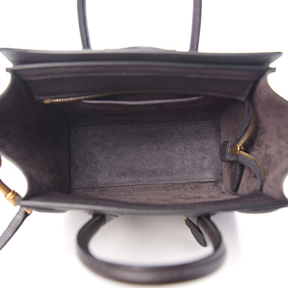 Celine Drummed Calfskin Nano Luggage Liquorice 4 of 8