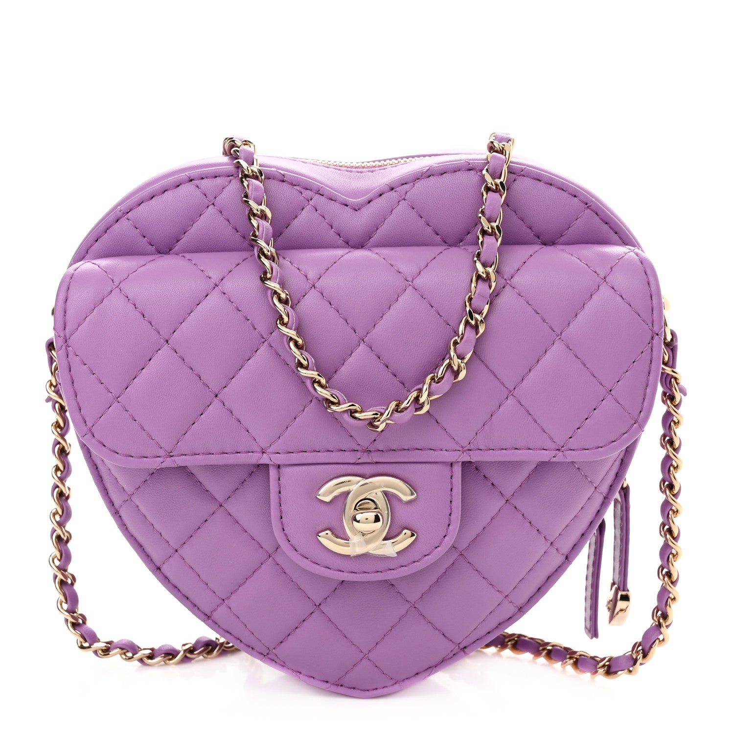 Chanel Lambskin Quilted CC In Love Heart Bag Purple 1 of 10