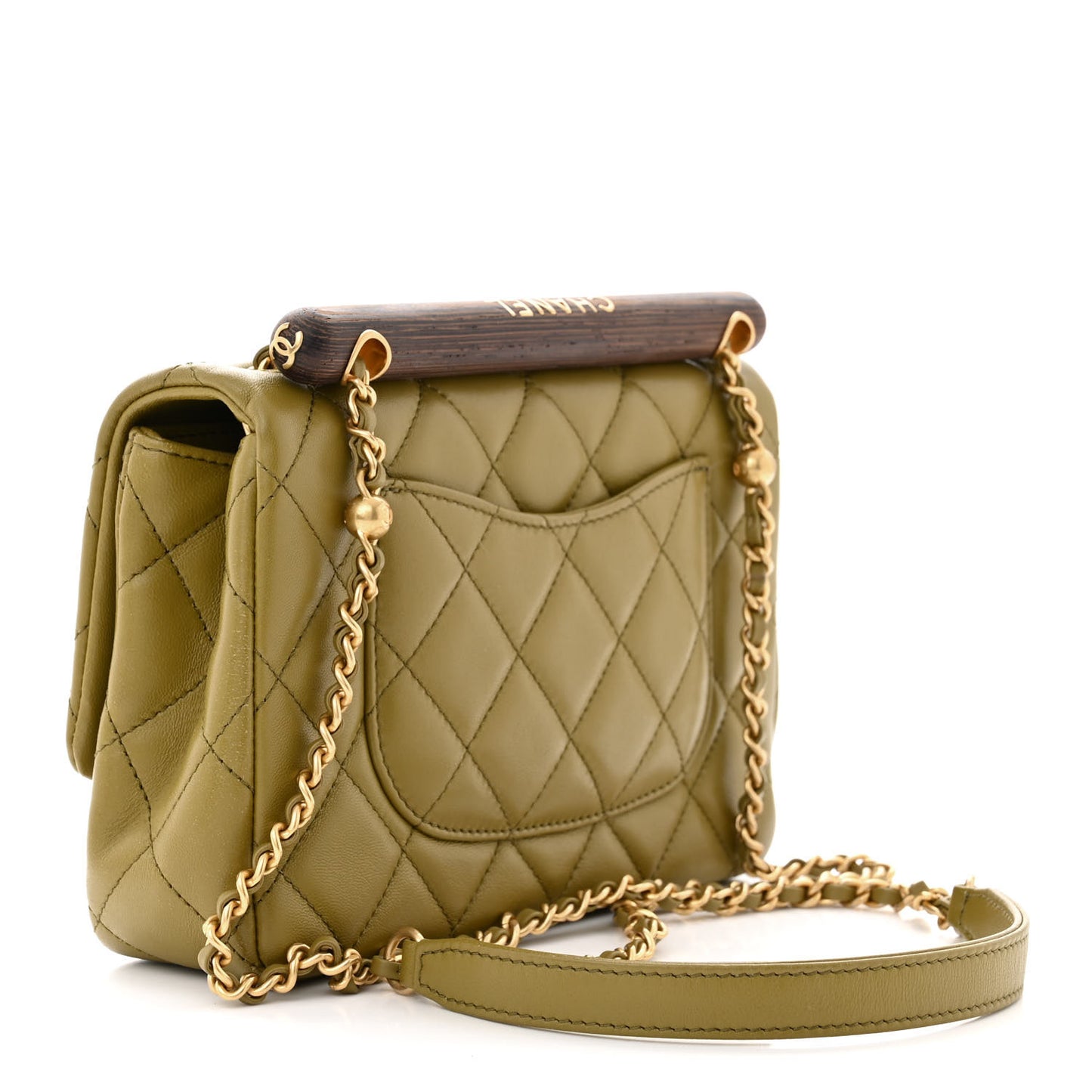 Lambskin Quilted Small Wenge Wood Flap