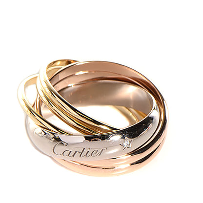 Cartier 18K Pink Yellow White Gold Diamond Trinity Ring 63 10.25 1 of 7