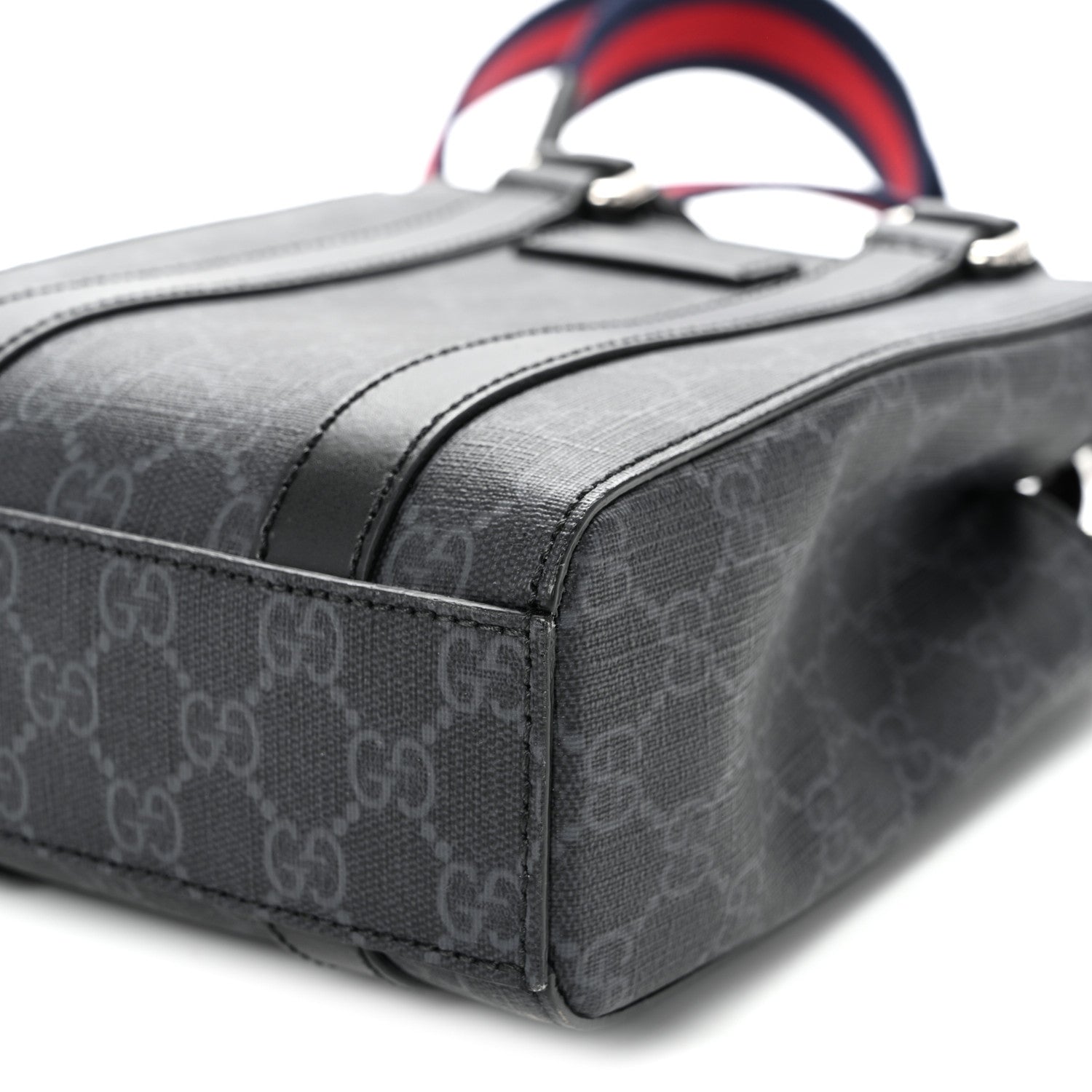Gucci GG Supreme Monogram Appia Calfskin Web Mini Tote Bag Black 9 of 9