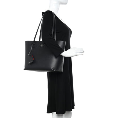 Prada Saffiano Cuir Shopping Tote Black Fuoco 2 of 17