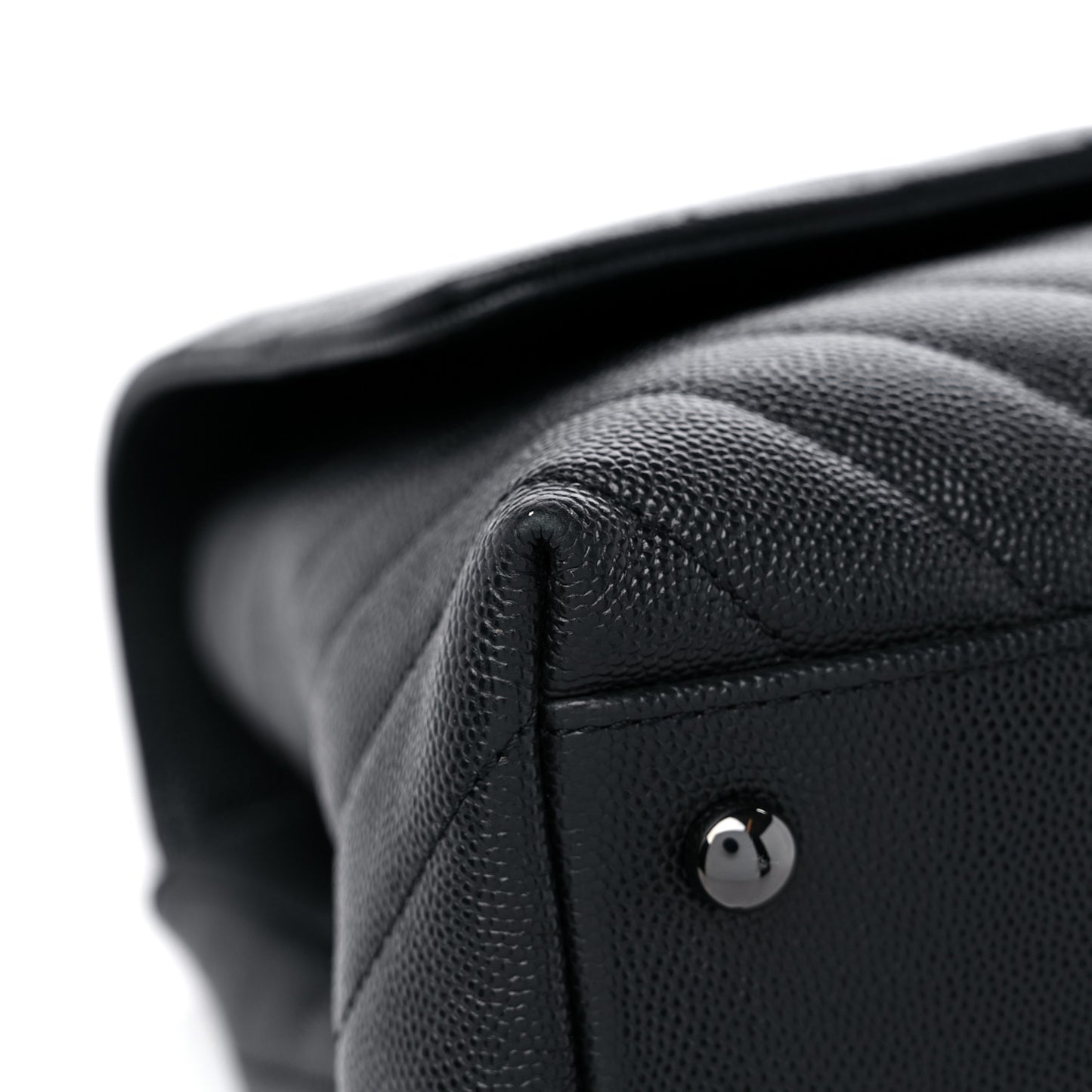 Caviar Chevron Quilted Small Coco Handle Flap So Black