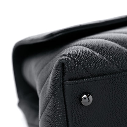 Chanel Caviar Chevron Quilted Small Coco Handle Flap So Black 8 of 13