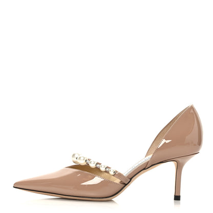 Jimmy Choo Patent Pearl Embellished Aurelie 65 Pumps 35 Ballet Pink 1 of 7