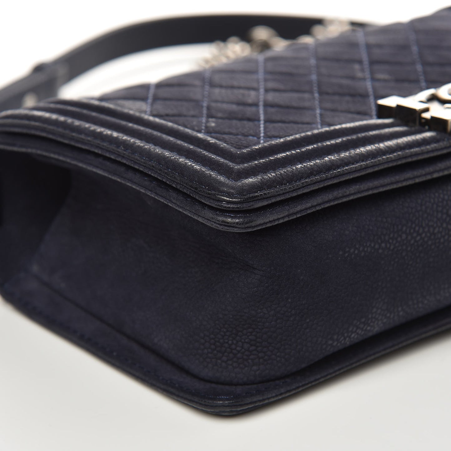 Iridescent Caviar Quilted Medium Boy Flap Navy