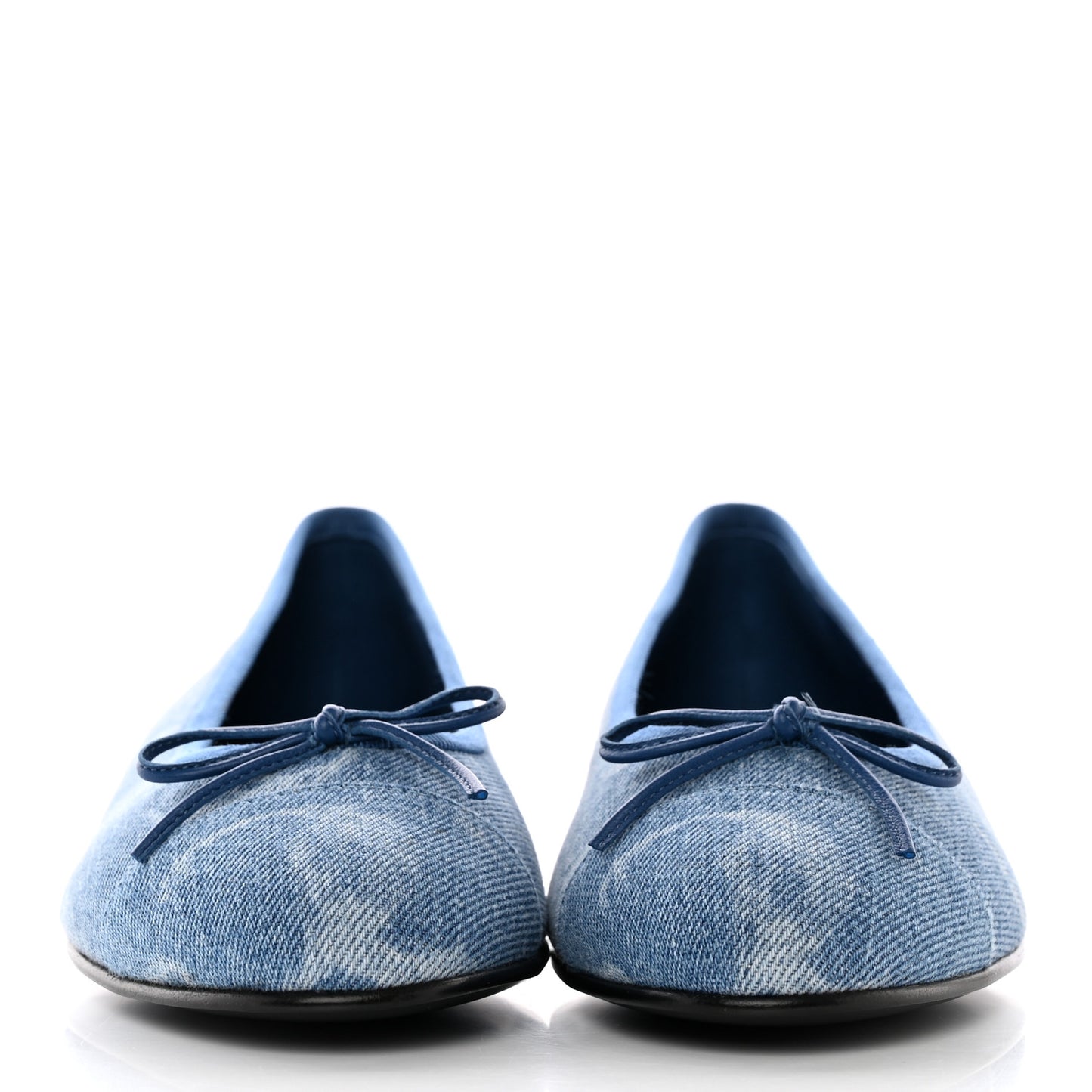 Denim Printed CC Cap Toe Ballerina Flats 37 Light Blue White