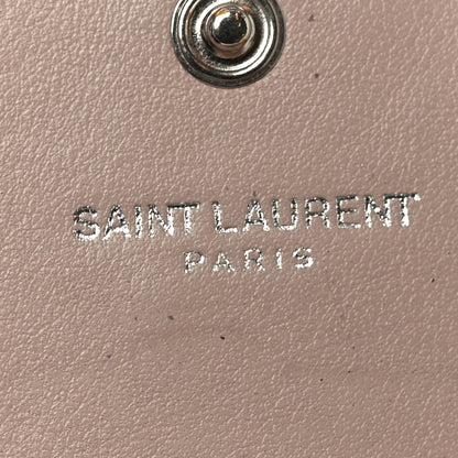 Saint Laurent Calfskin Crocodile Embossed Small Monogram Envelope Wallet Rose Antic 6 of 9