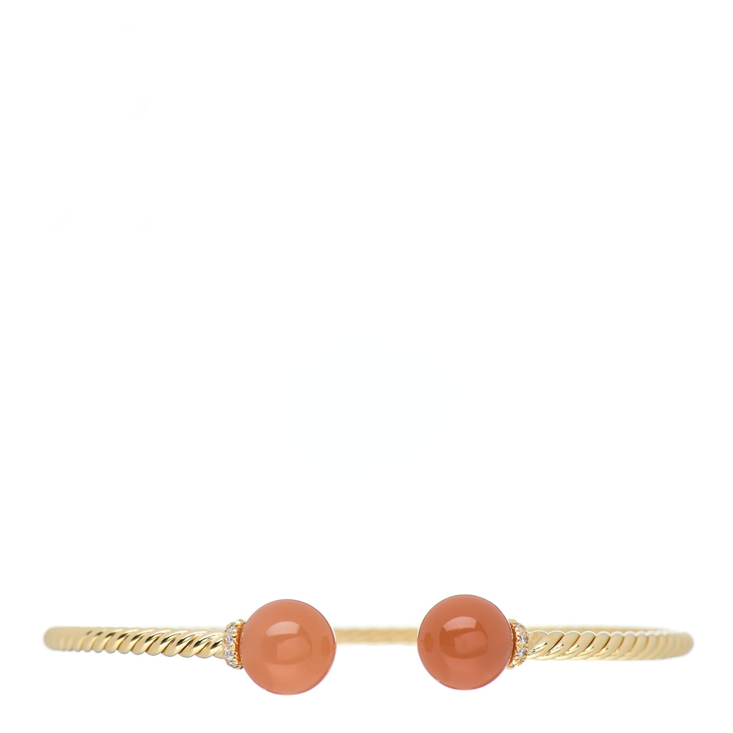 18K Yellow Gold Diamond Pink Opal 9mm Solari Bead Bracelet