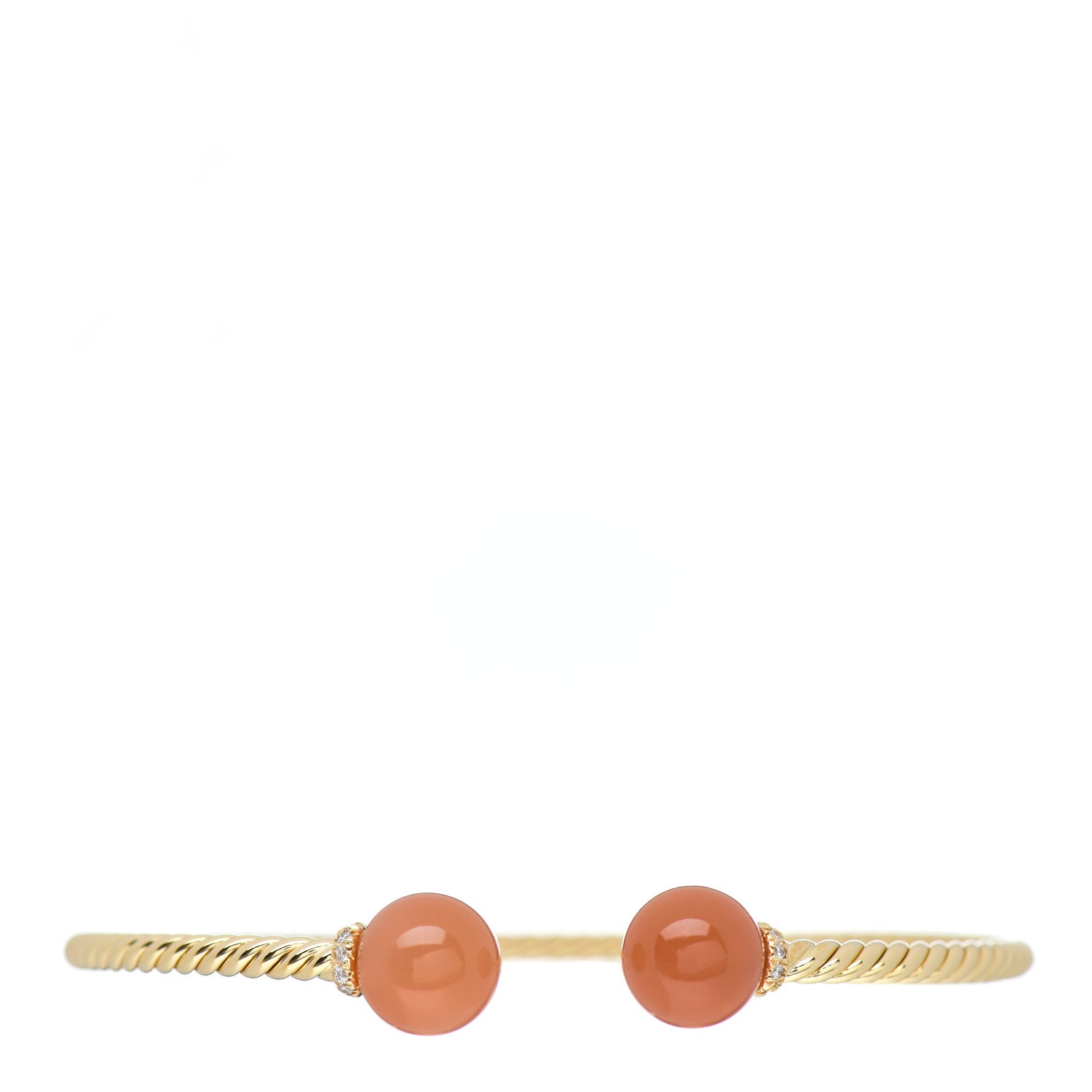 David Yurman 18K Yellow Gold Diamond Pink Opal 9mm Solari Bead Bracelet 1 of 4