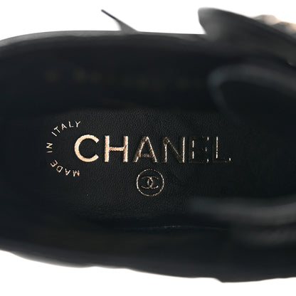 Chanel Shiny Lambskin Quilted Lace Up Combat Boots 36.5 Black 7 of 9