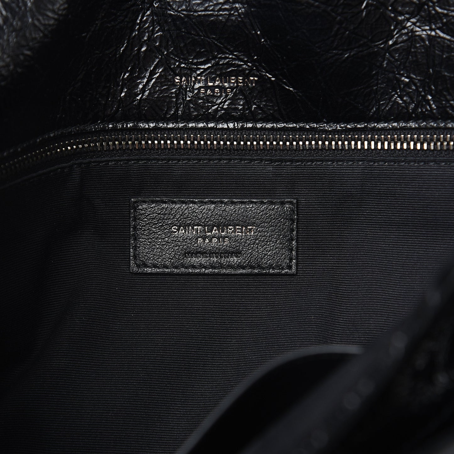 Crinkled Calfskin Matelasse Monogram Medium Niki Chain Satchel Black