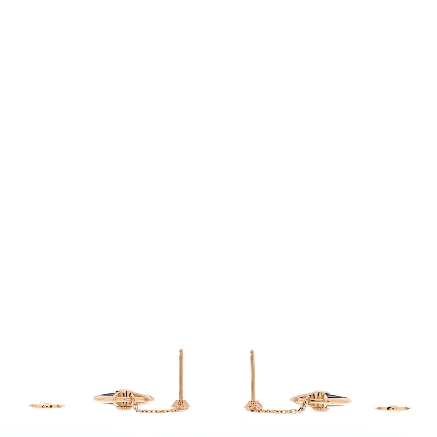 18K Pink Gold Diamond Black Onyx Amulette de Cartier Drop Earrings