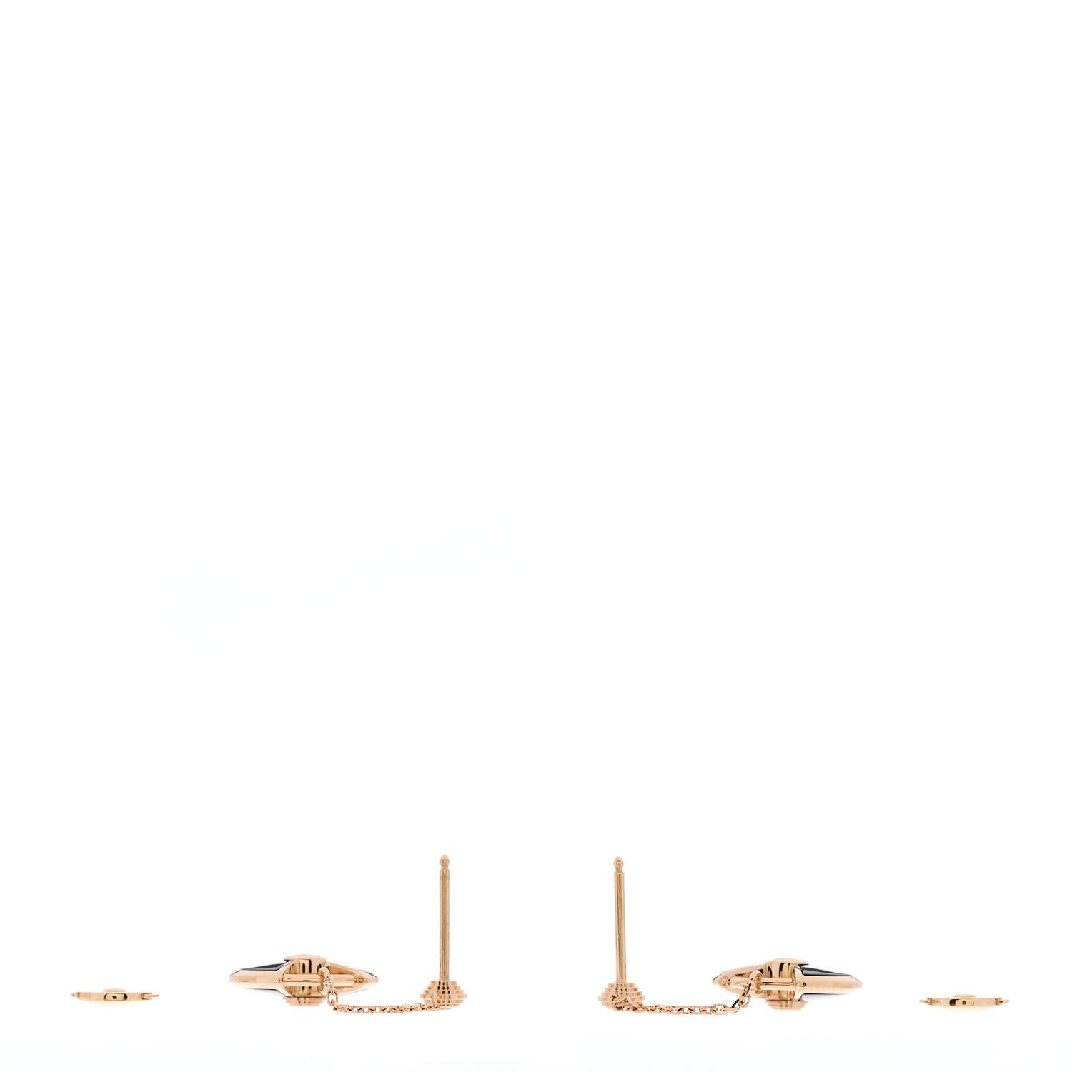 Cartier 18K Pink Gold Diamond Black Onyx Amulette de Cartier Drop Earrings 3 of 6