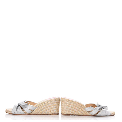 Christian Louboutin Grosgrain Tiburon Espadrille Wedges 41 Plata 7 of 8