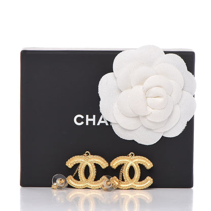 Chanel CC Drop Earrings Matte Gold 5 of 5