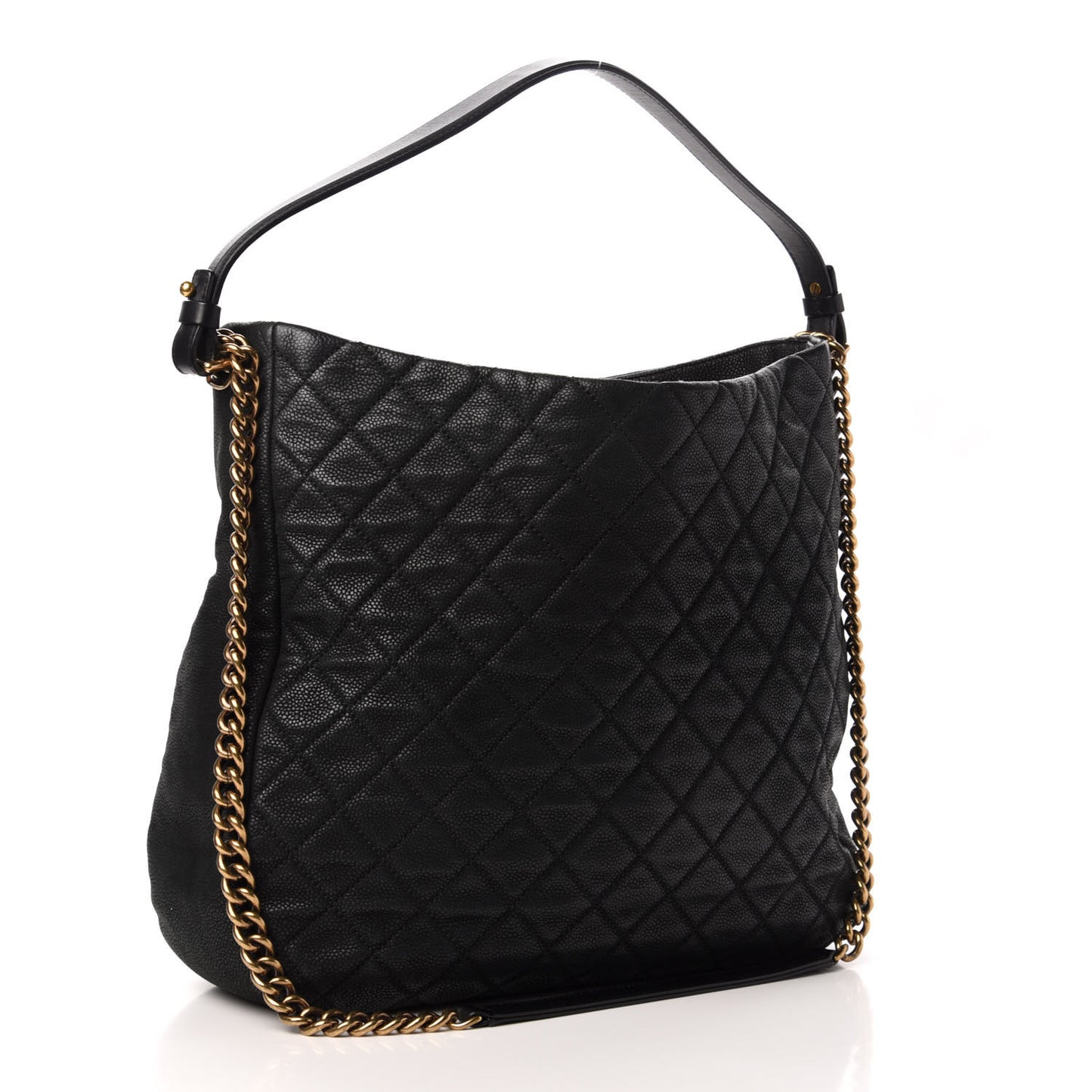 Iridescent Caviar Quilted Country Chic Hobo Black