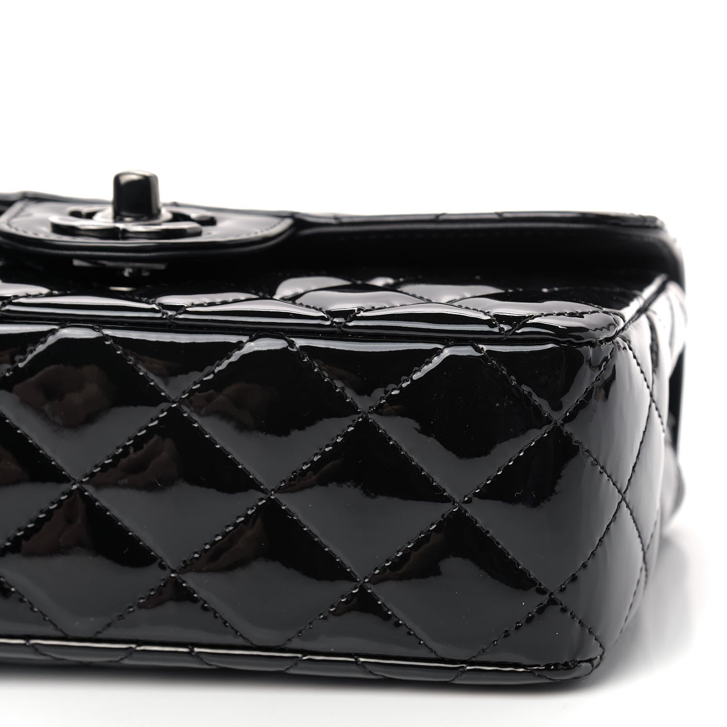 Chanel Patent Calfskin Quilted Mini Rectangular Flap So Black 6 of 8