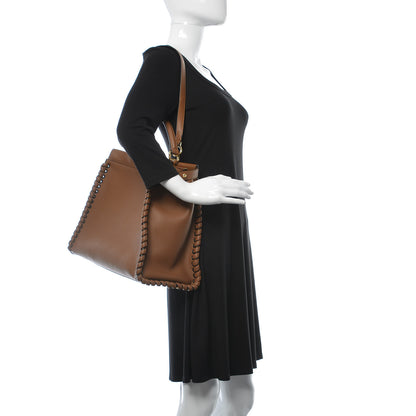Fendi Calfskin Lace Up Large Peekaboo Iconic Satchel Cognac 2 of 11