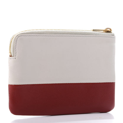 Celine Lambskin Bi-Color Solo Coin Card Case White Red 3 of 9