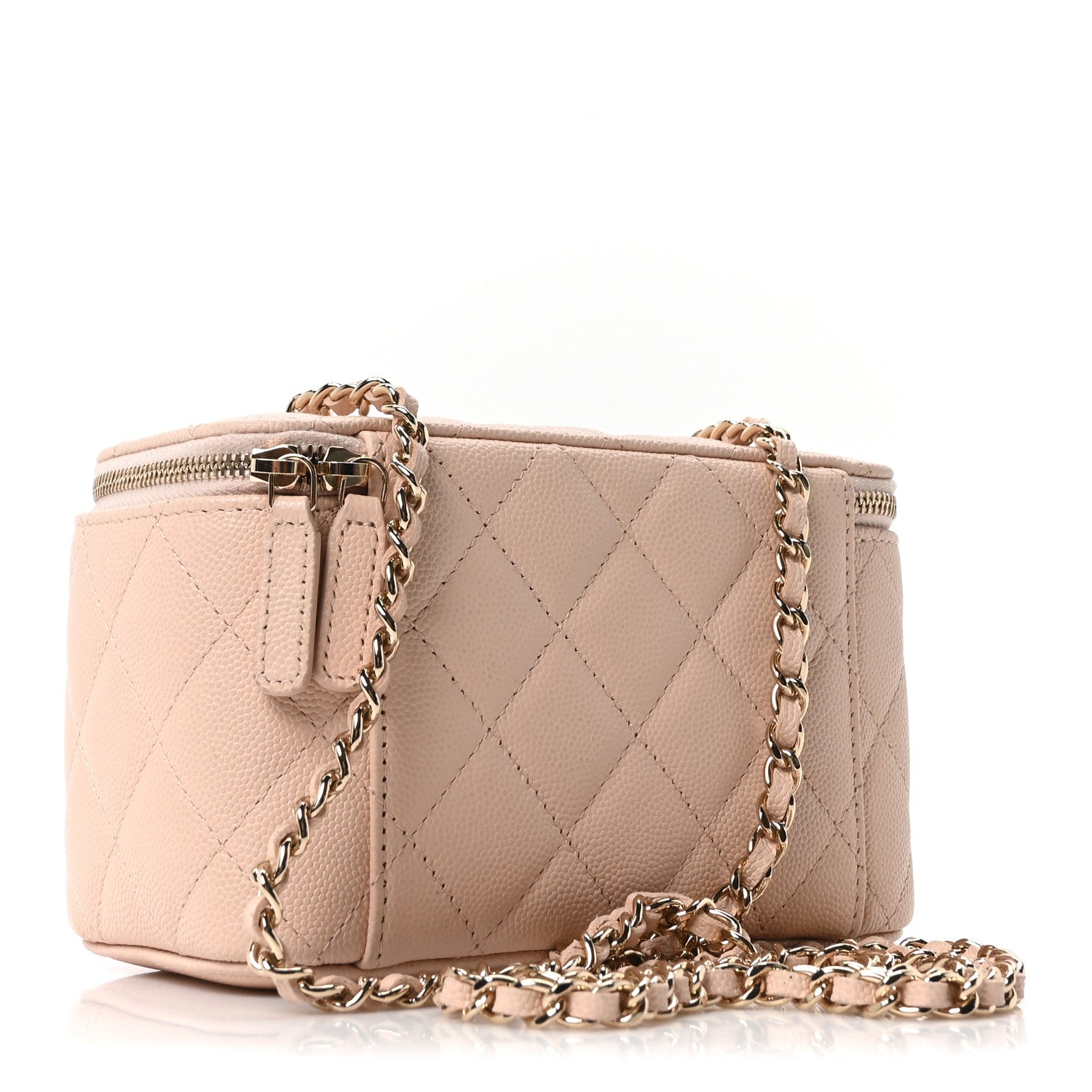 Chanel Caviar Quilted Small Vanity Case With Chain Light Beige 3 of 10