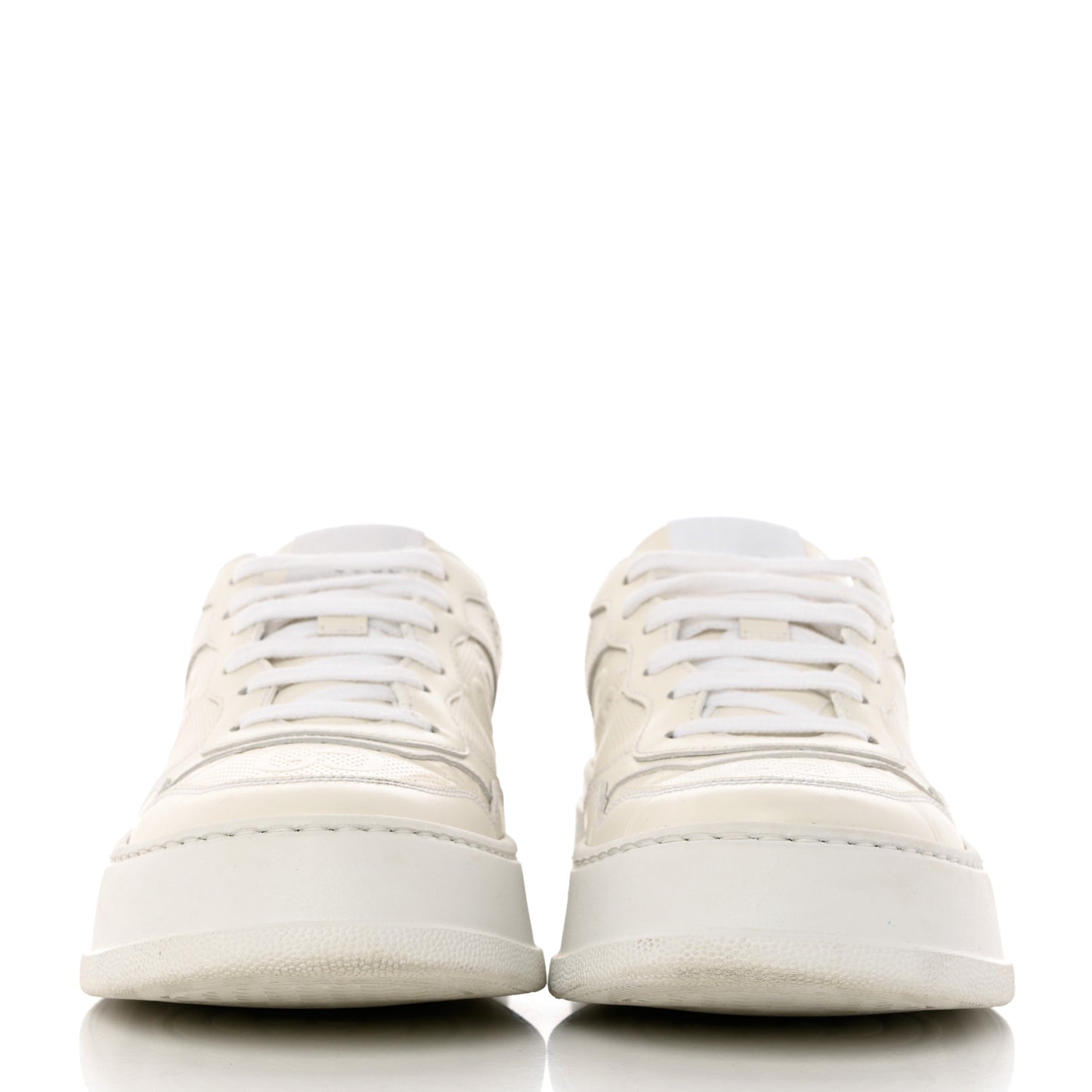 Calfskin GG Tennis Embossed Perforated Womens Platform 55mm Sneakers 38.5 Great White