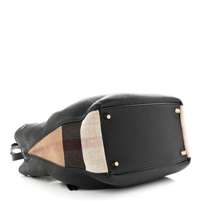 Burberry Grainy Calfskin House Check Small Maidstone Black 4 of 16