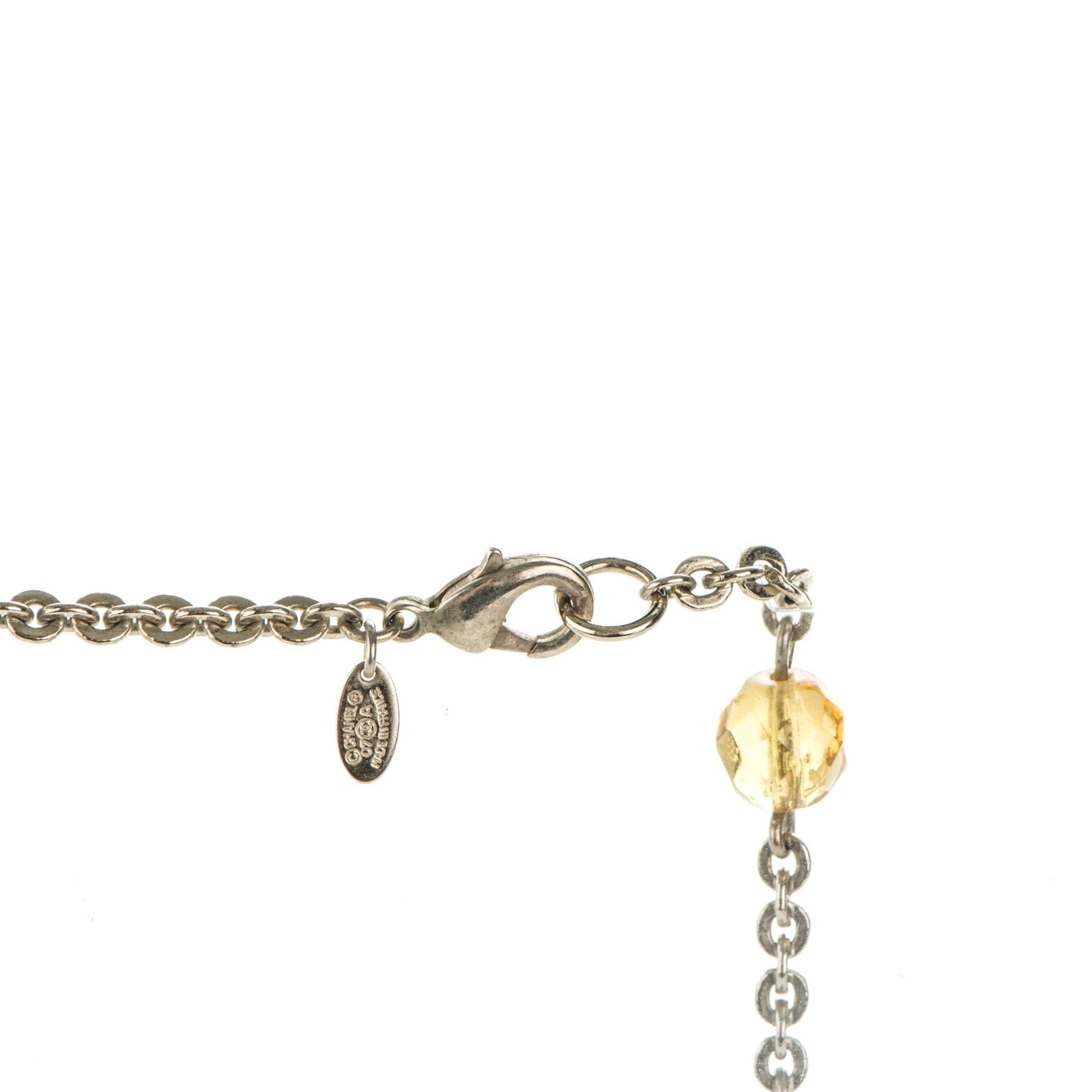 Pearl Beaded CC Long Necklace Yellow Gold