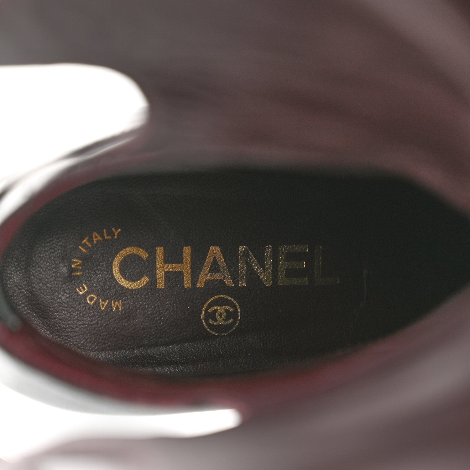 Chanel Lambskin Patent Cut Out Buckle Cap Toe Knee High Boots 35.5 Black 6 of 9