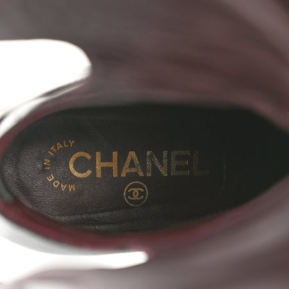 Chanel Lambskin Patent Cut Out Buckle Cap Toe Knee High Boots 35.5 Black 6 of 9