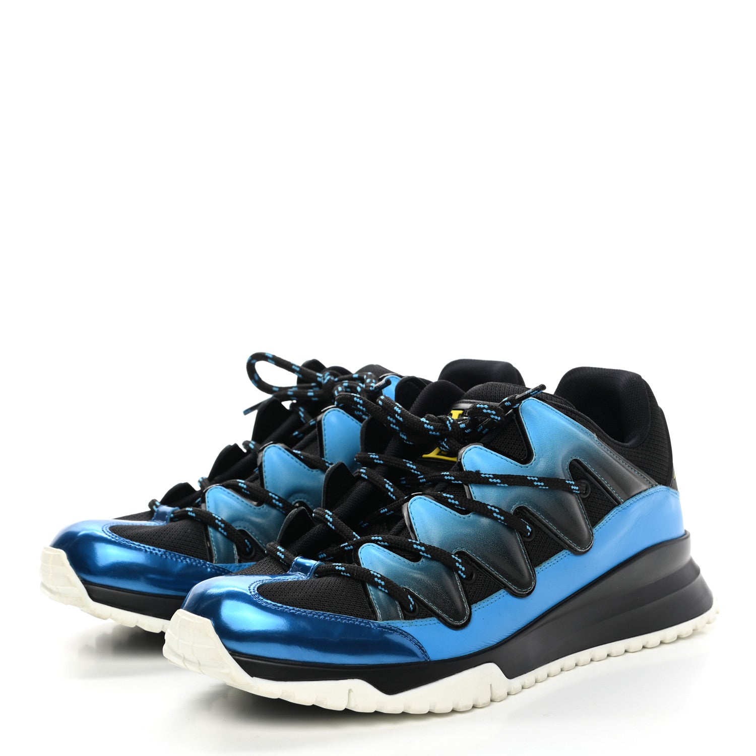 Louis Vuitton Calfskin Mens Zig Zag Sneakers 7 Black Blue 3 of 10