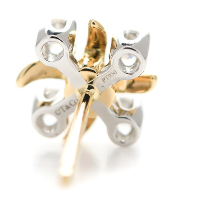 Tiffany Platinum 18K Yellow Gold Diamond Schlumberger Lynn Earrings 5 of 7