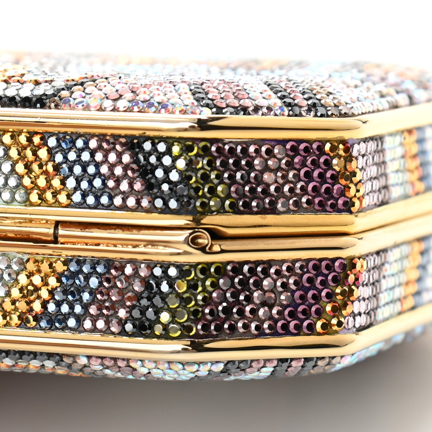 Swarovski Crystal Minaudiere Clutch Gold Multicolor