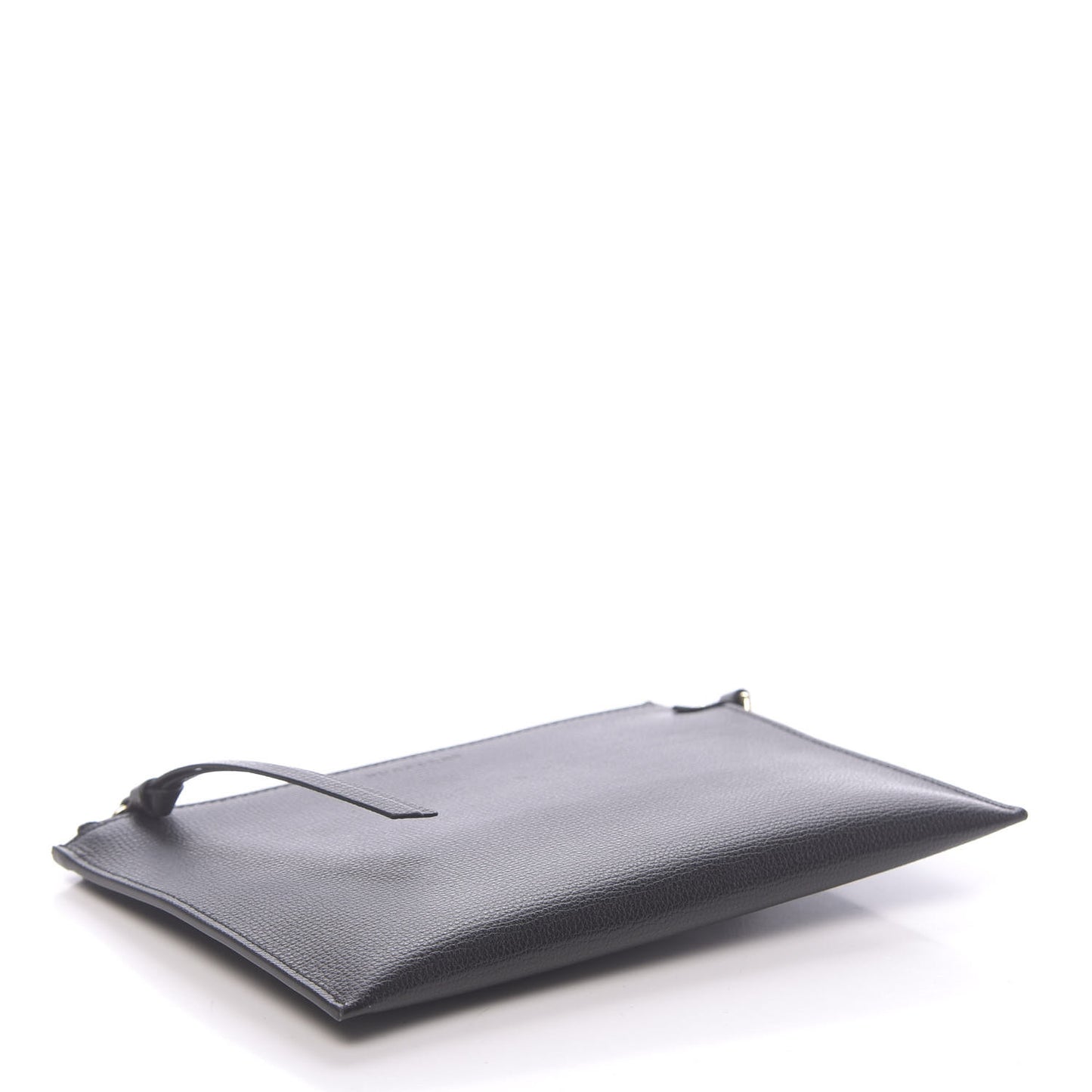 Grainy Calfskin Haymarket Check Zip Pouch Black