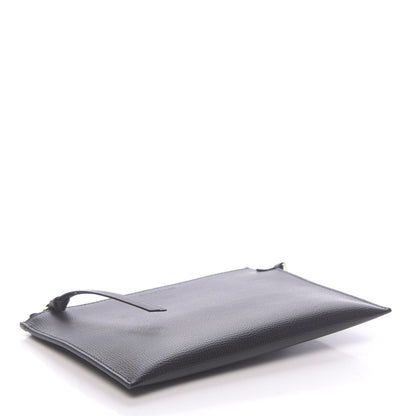 Burberry Grainy Calfskin Haymarket Check Zip Pouch Black 4 of 7