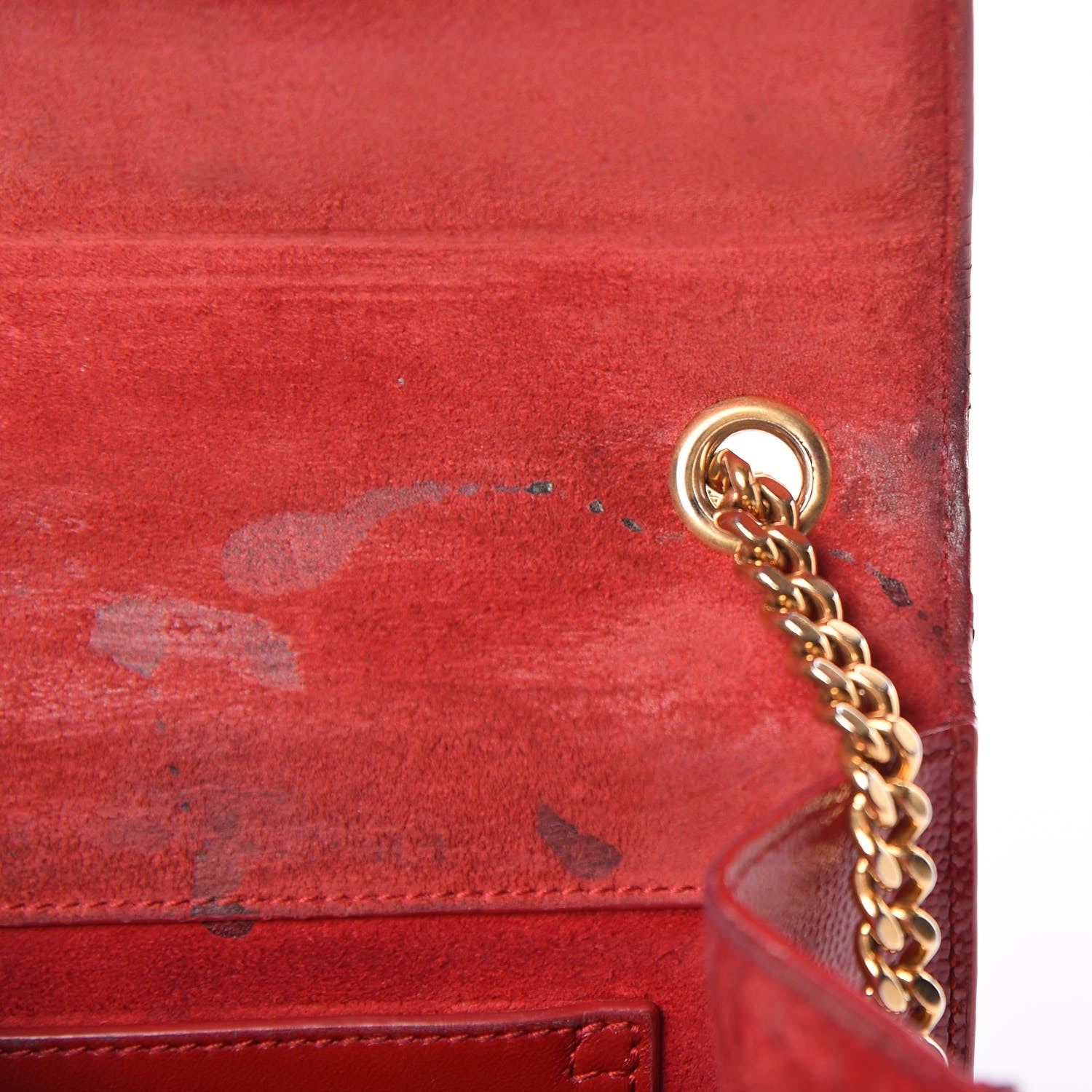 Saint Laurent Grain De Poudre Small Monogram Kate Satchel Red 9 of 14