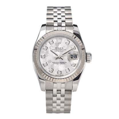 Rolex Stainless Steel 18K White Gold Diamond Meteorite 26mm Oyster Perpetual Datejust Watch 179174 1 of 7